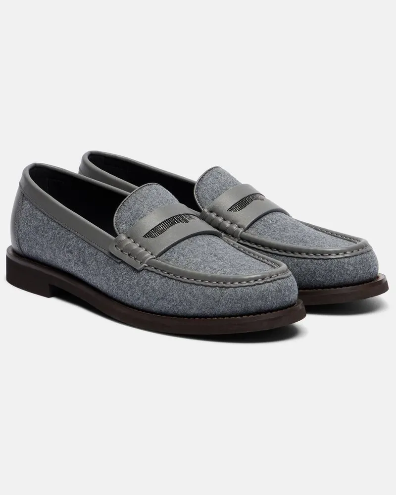 Brunello Cucinelli Loafers Monili mit Leder Grau