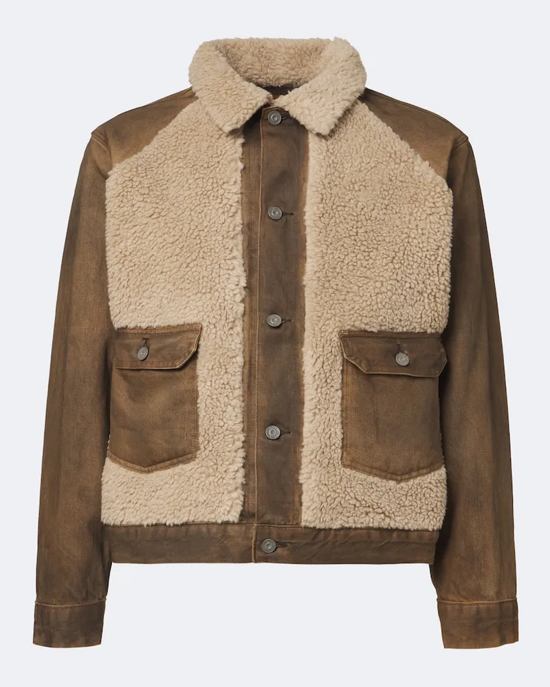 RRL Jeansjacke mit Shearling Braun