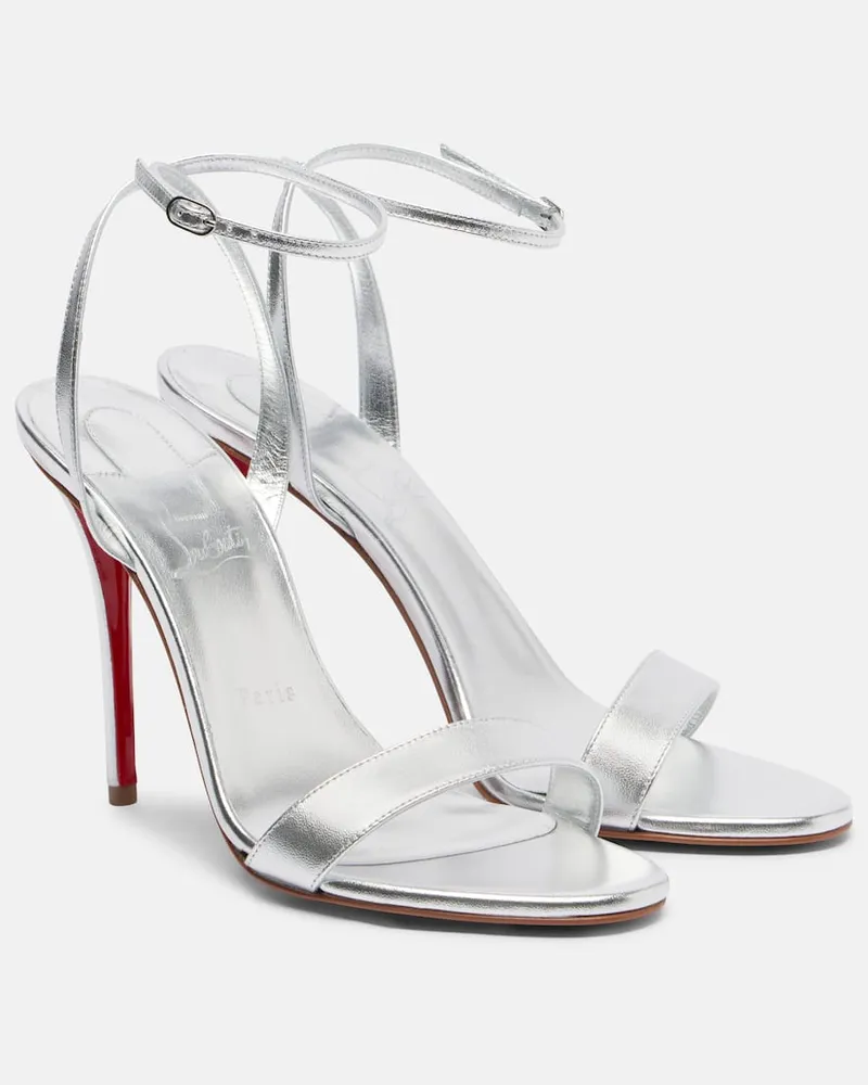 Christian Louboutin Sandalen Miss Z 100 aus Metallic-Leder Silber