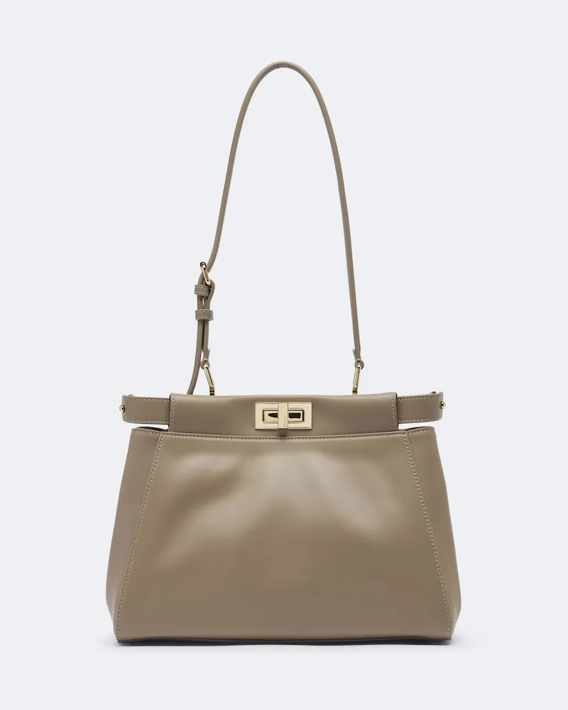 Fendi Shopper Peekaboo® Small aus Leder Beige