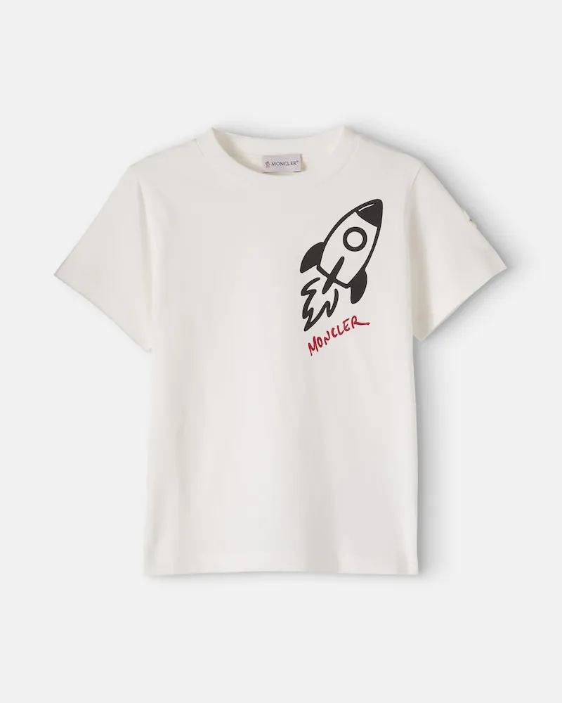 Moncler Bedrucktes T-Shirt aus Baumwolle Weiß