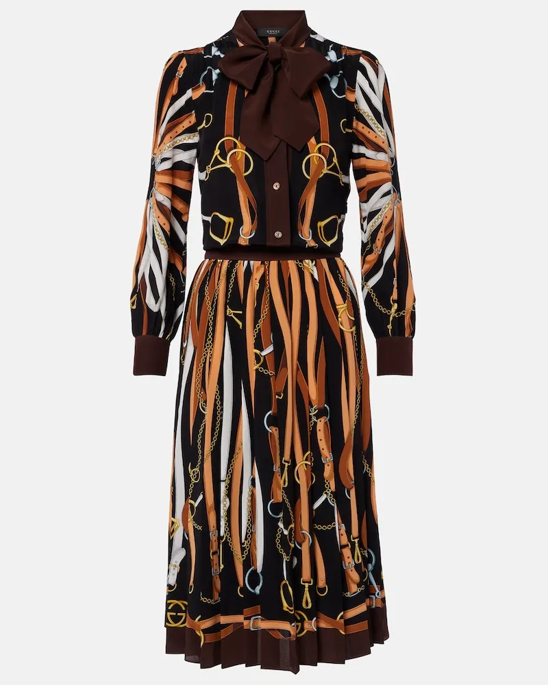 Gucci Hemdblusenkleid aus Seide Braun
