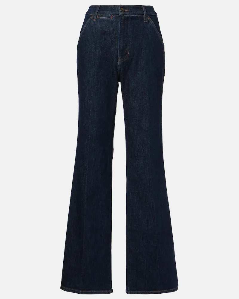 Veronica Beard High-Rise Wide-Leg Jeans Crosbie Blau