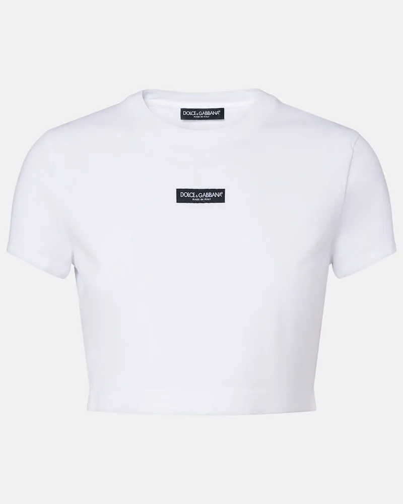 Dolce & Gabbana Cropped-T-Shirt aus Jersey Weiß