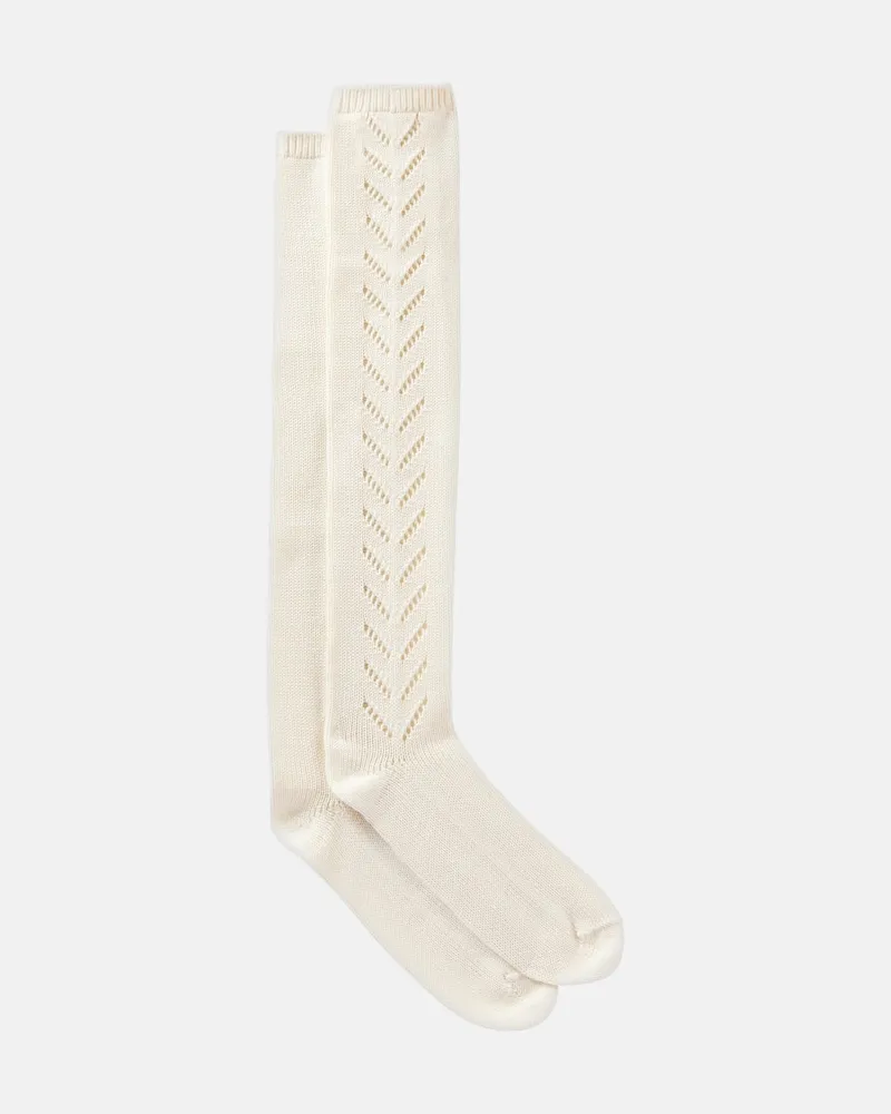Valentino Garavani Kniestrümpfe VLogo aus Baumwolle Beige