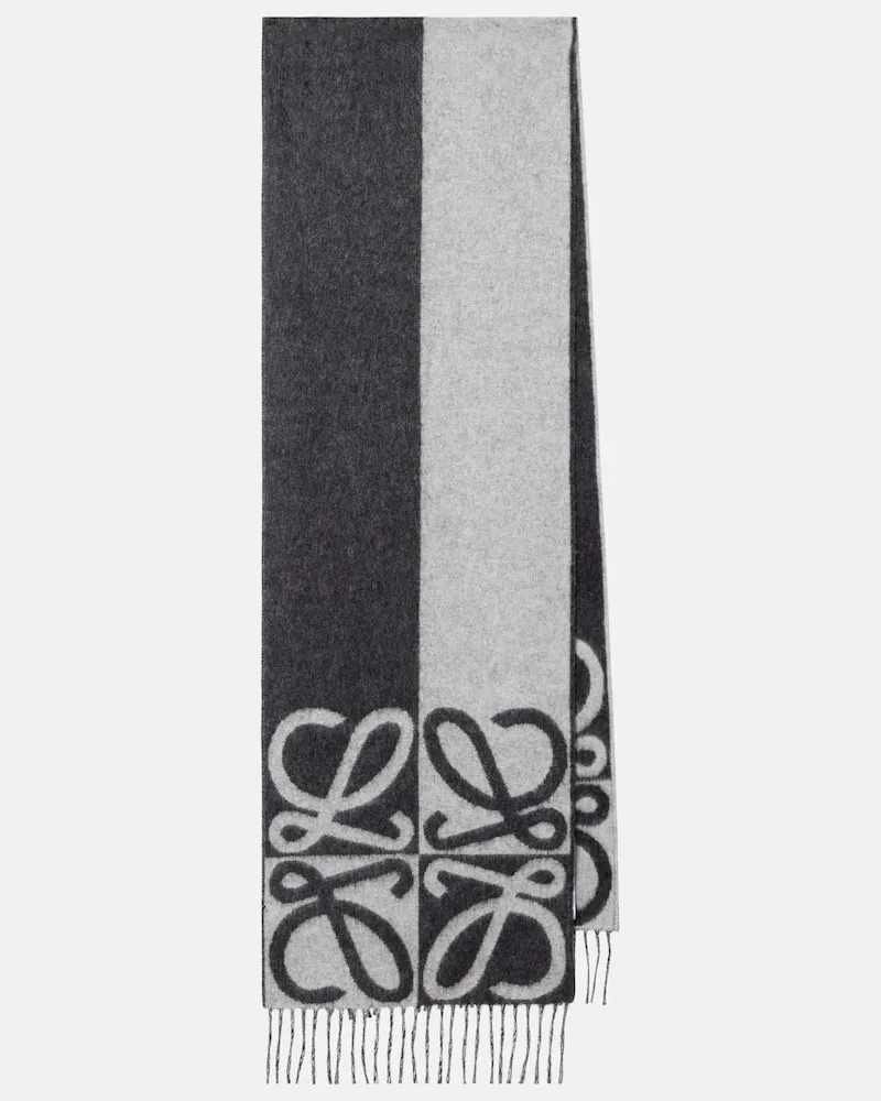 Loewe Schal Anagram aus Wolle und Kaschmir Grau