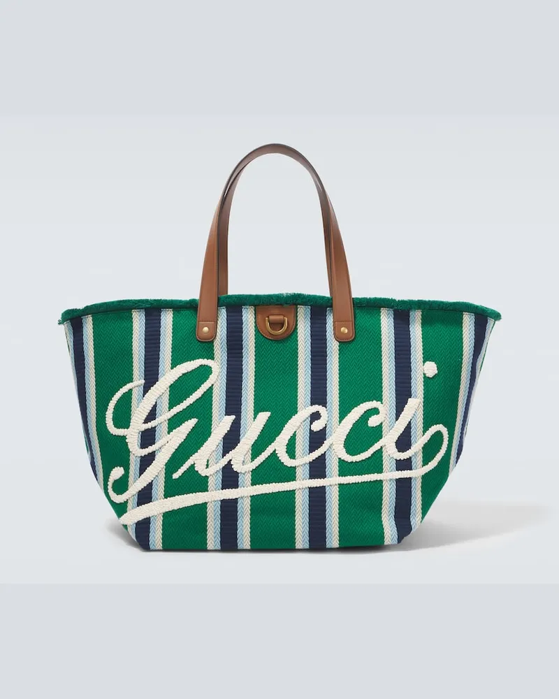 Gucci Bestickte Tote Bag Large Grün