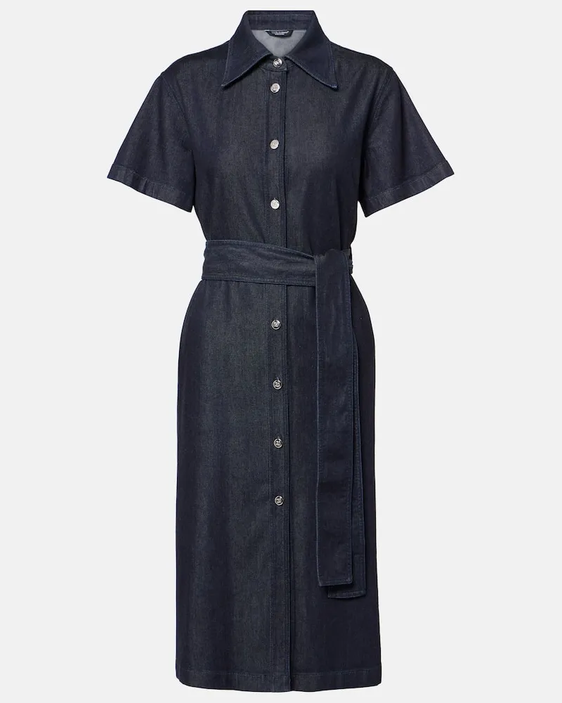 Dolce & Gabbana Hemdblusenkleid aus Denim Blau