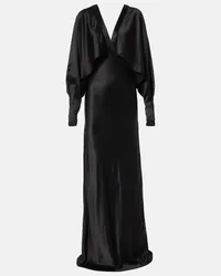 Saint Laurent Robe aus Satin Schwarz