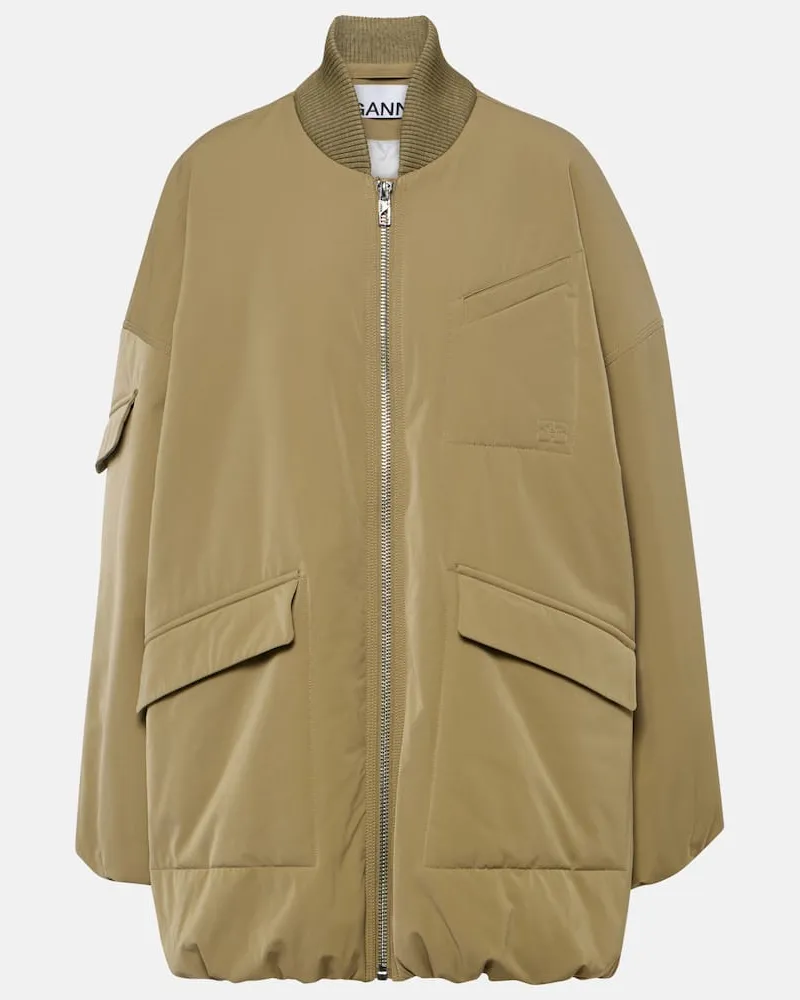 Ganni Oversize-Bomberjacke aus Twill Grün