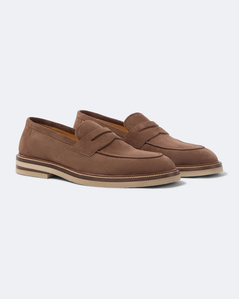 Brunello Cucinelli Loafers aus Veloursleder Braun