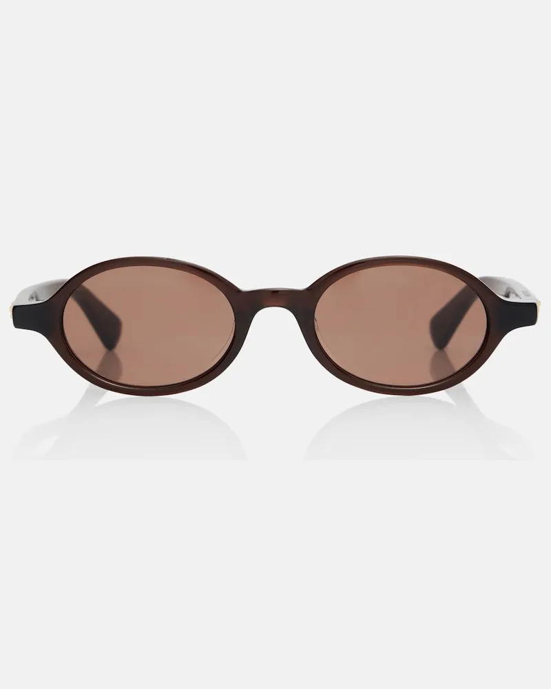 Bottega Veneta Ovale Sonnenbrille Slim Ribbon Braun