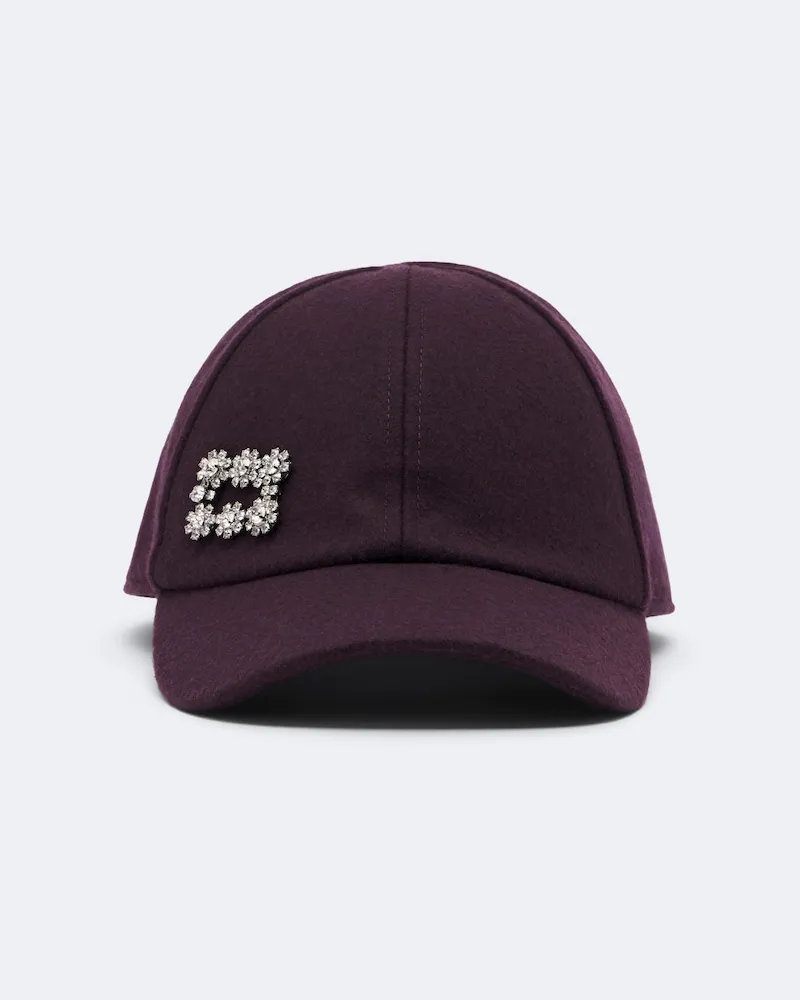 Roger Vivier Verzierte Baseballcap aus Wolle und Kaschmir Burgunderrot