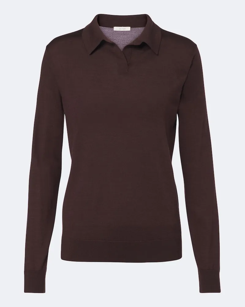 The Row Polopullover Pauli aus Wolle und Seide Braun