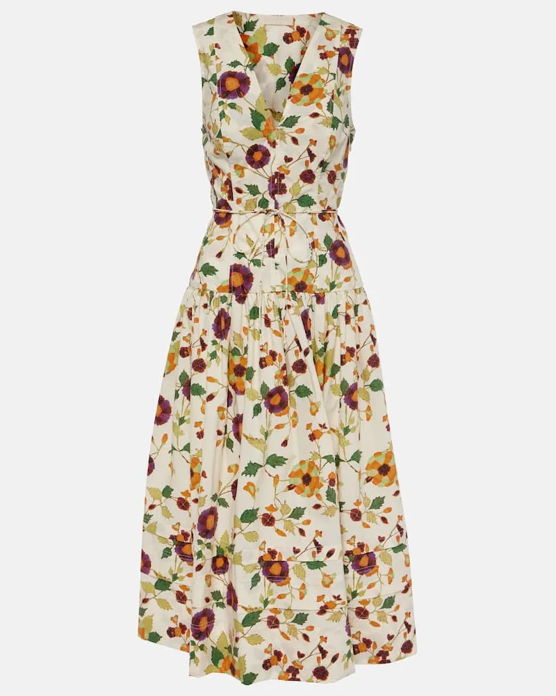 Ulla Johnson Midikleid Kiran aus Baumwolle Weiß