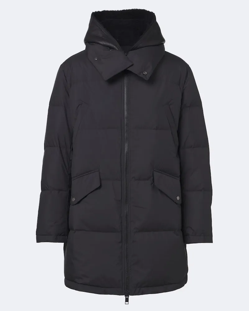 Yves Salomon Daunenmantel mit Shearling Schwarz
