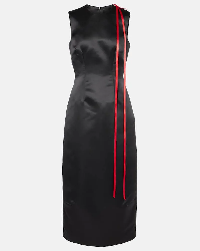 Simone Rocha Midikleid aus Satin Schwarz