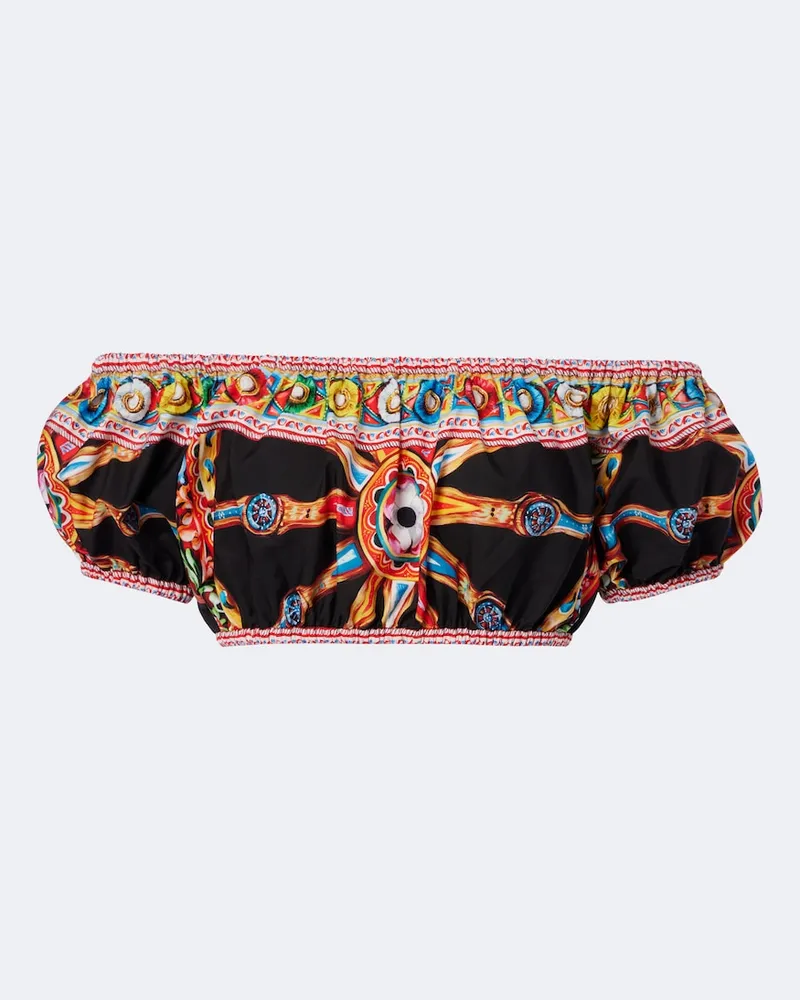 Dolce & Gabbana Bedrucktes Cropped-Top aus Baumwolle Multicolor