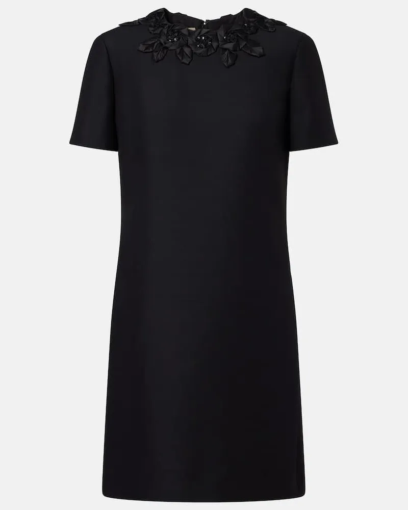 Valentino Garavani Minikleid aus Wolle und Seide mit Pailletten Schwarz