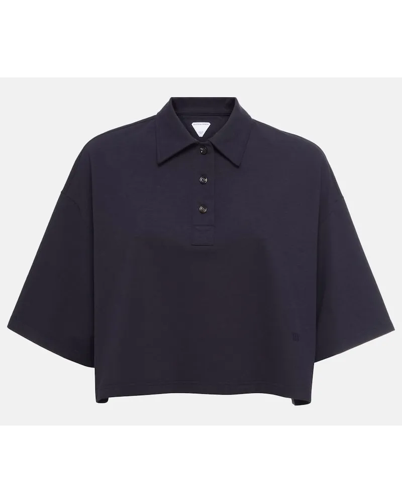 Bottega Veneta Cropped-Polohemd aus Pique Blau