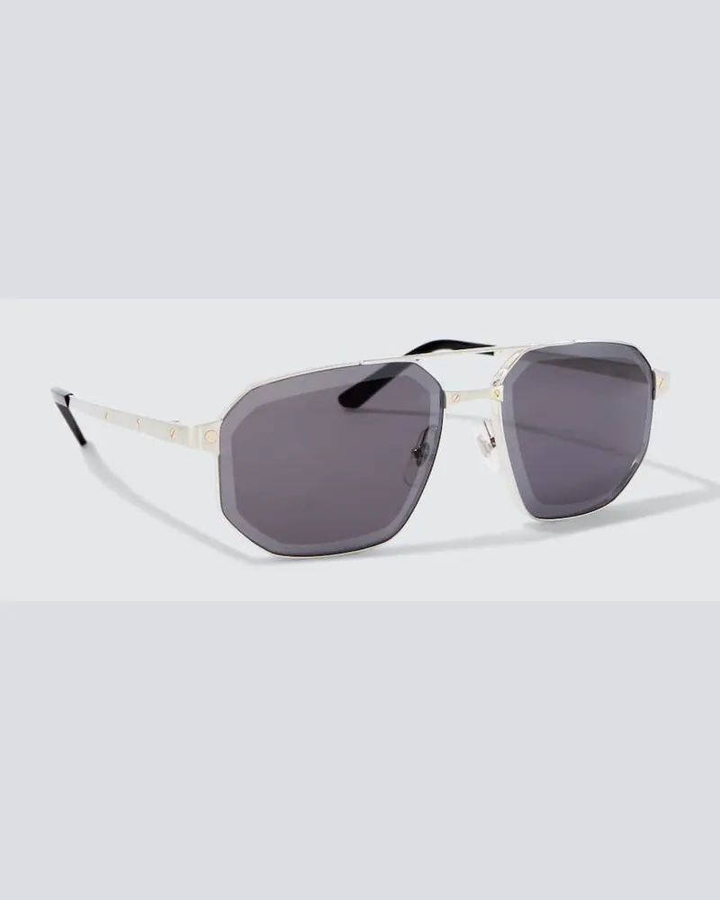 Cartier Aviator-Sonnenbrille Santos De Cartier Silber