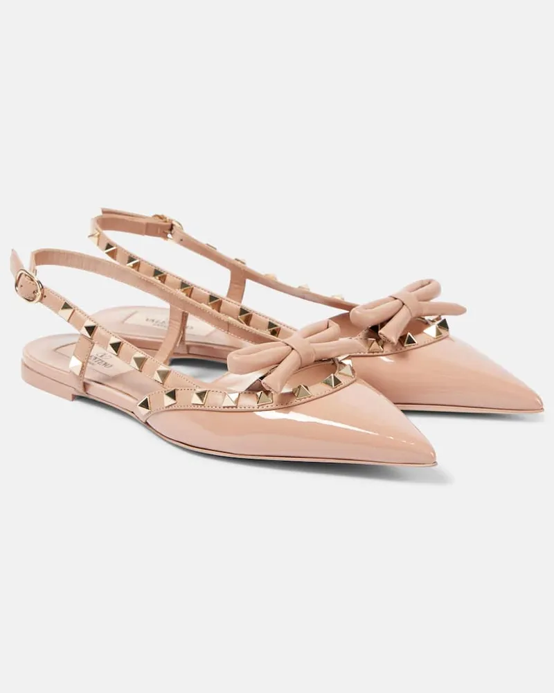 Valentino Garavani Slingback-Ballerinas Rockstud Bow aus Lackleder Rosa