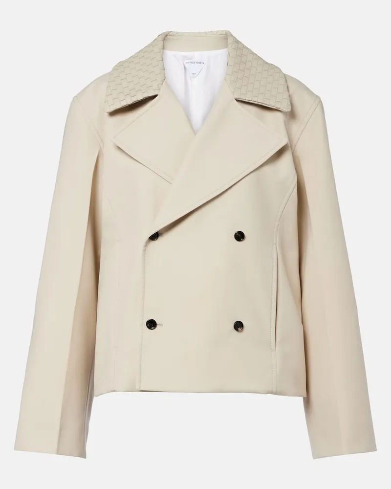 Bottega Veneta Cabanjacke Intrecciato aus Wolle und Baumwolle Beige