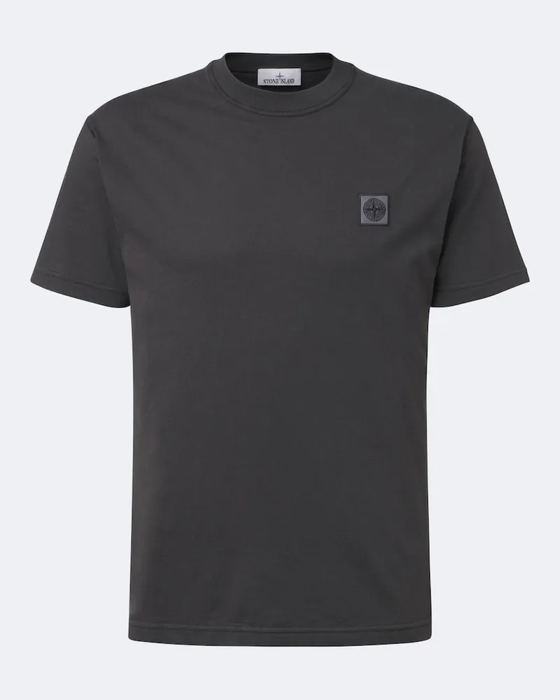 Stone Island T-Shirt Compass Badge aus Baumwoll-Jersey Grau