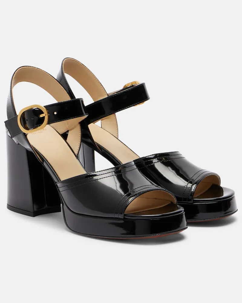 Valentino Garavani Plateausandalen Fawcette VLogo Signature 100 aus Leder Schwarz