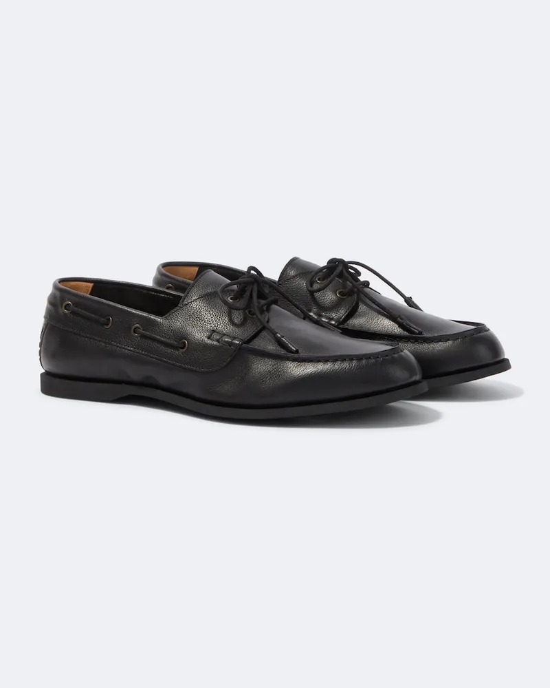 Frescobol Carioca Segelschuhe Marina aus Leder Schwarz