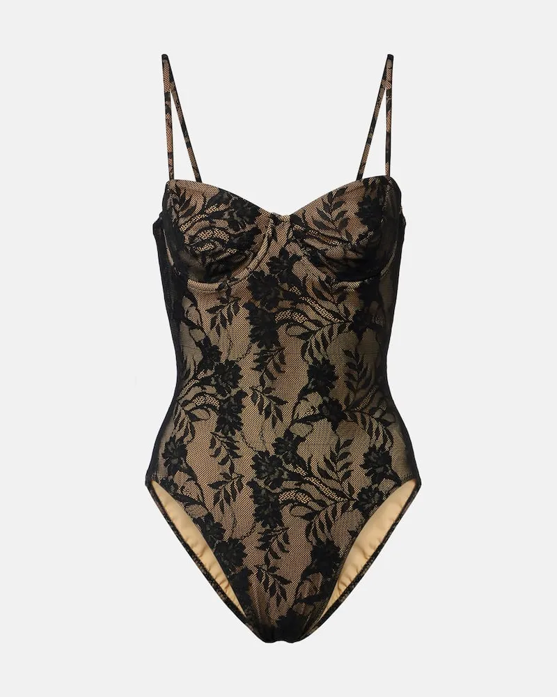 Norma Kamali Body mit Spitze Schwarz