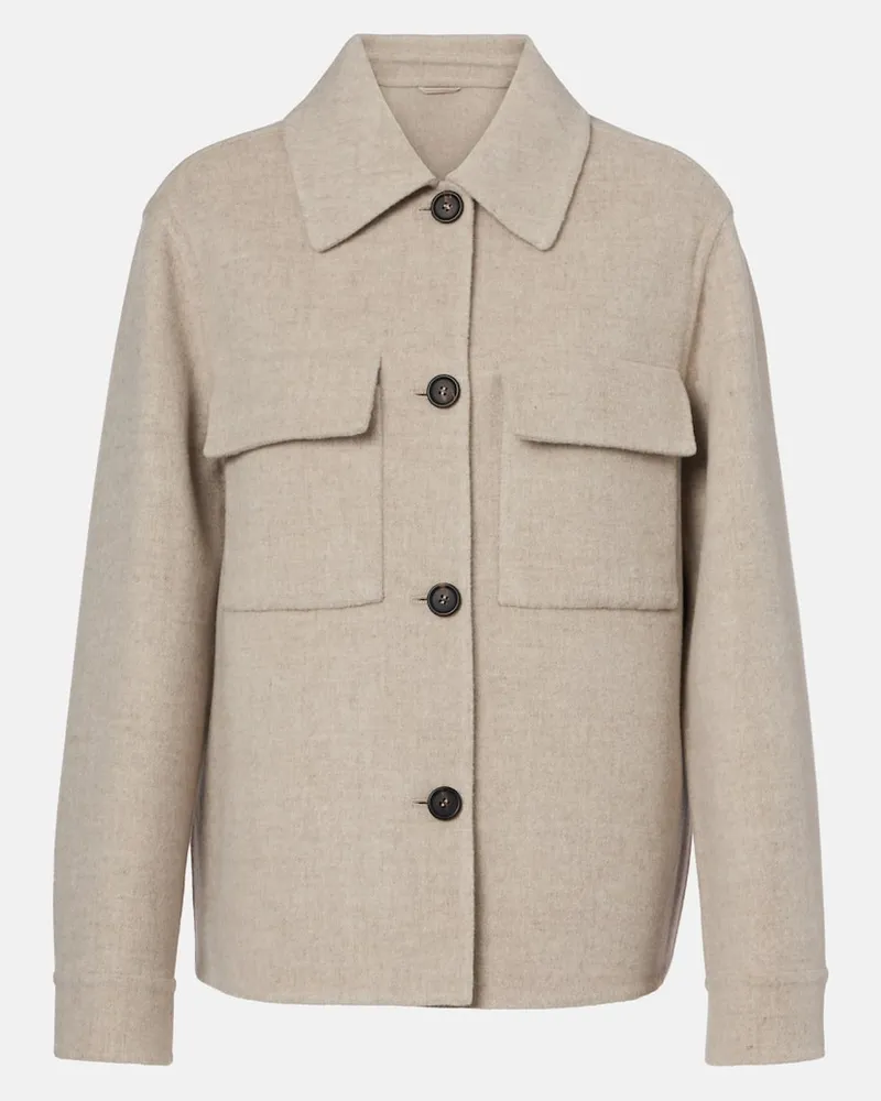Brunello Cucinelli Hemdjacke aus Wolle und Kaschmir Beige