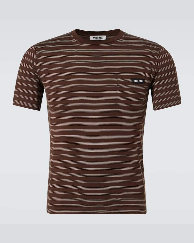 Miu Miu T-Shirt aus Baumwoll-Jersey Braun