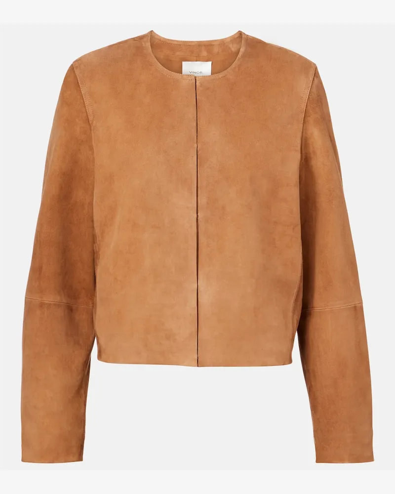 Vince Cropped-Jacke aus Veloursleder Braun
