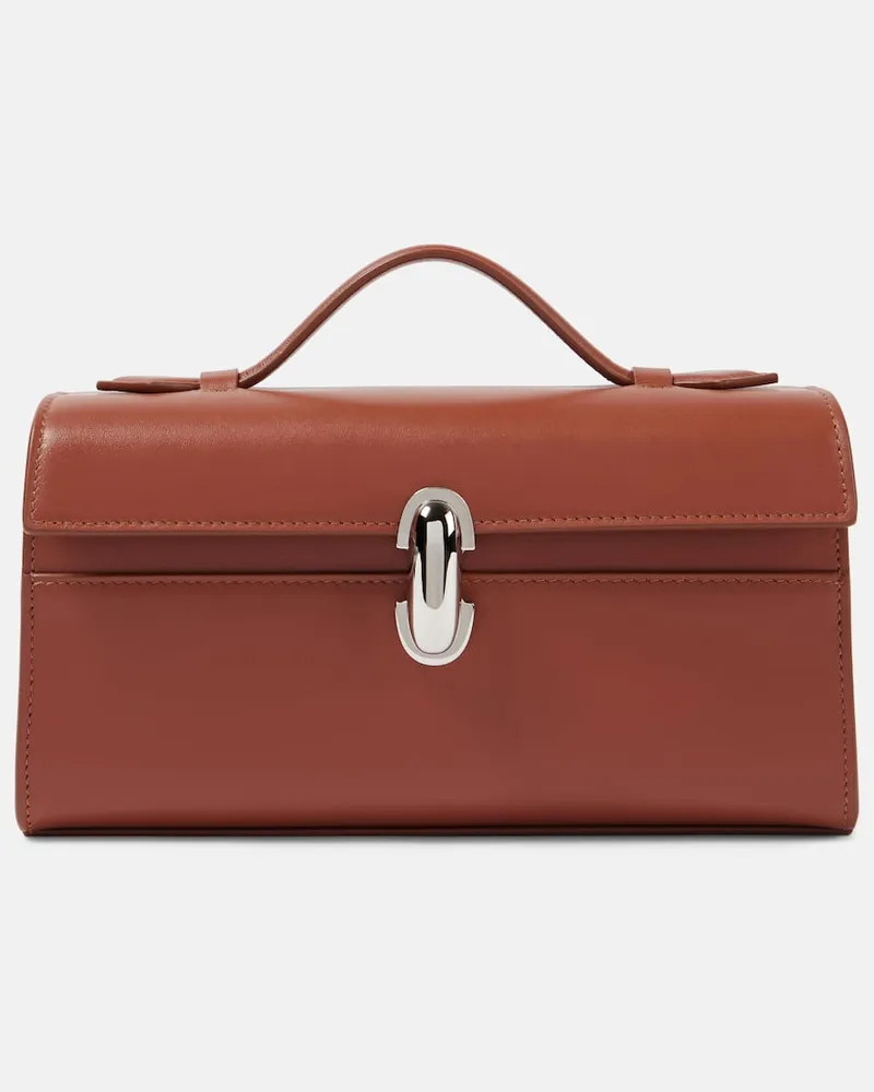 SAVETTE Tote Bag Symmetry Pochette aus Leder Braun