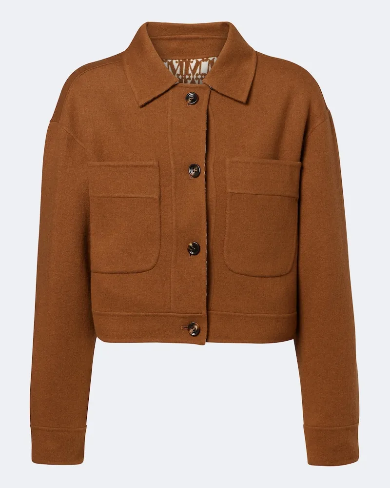 Max Mara Wendbare Cropped-Jacke aus einem Wollgemisch Braun
