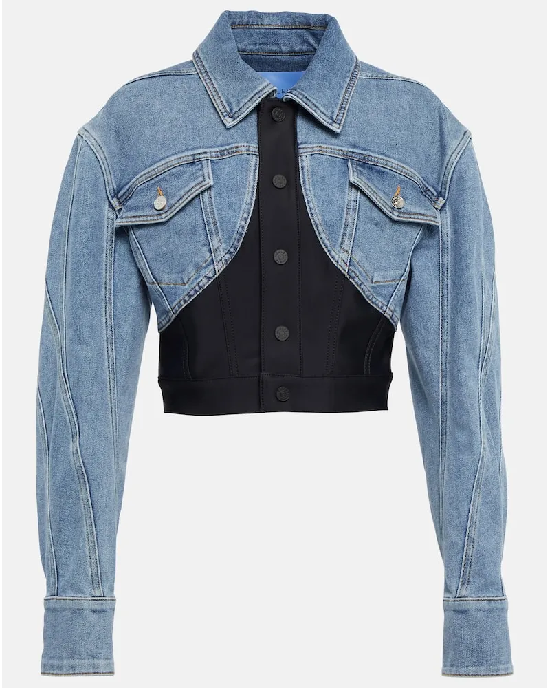 Thierry Mugler Cropped-Jacke mit Denim Blau