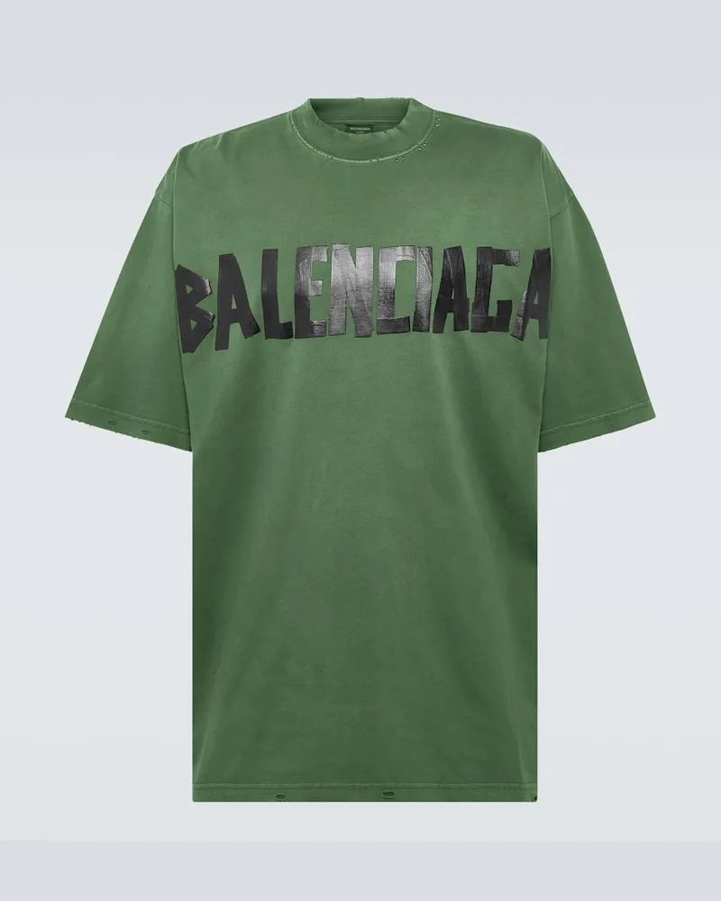 Balenciaga T-Shirt Tape aus Jersey Grün
