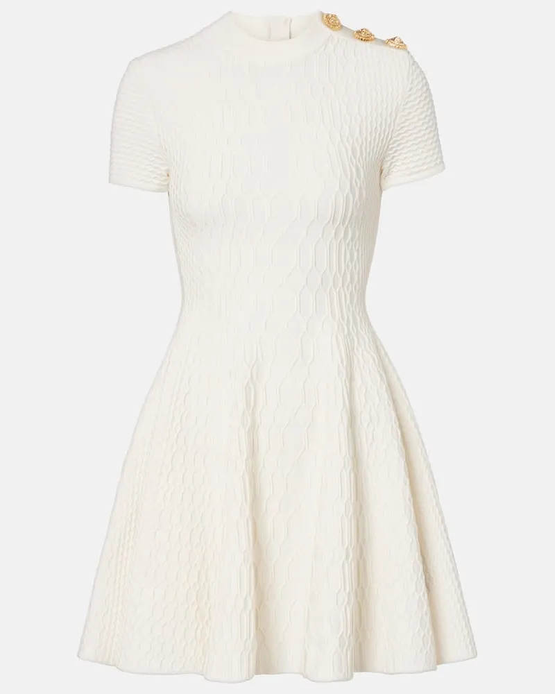 Balmain Minikleid aus Strick Weiß