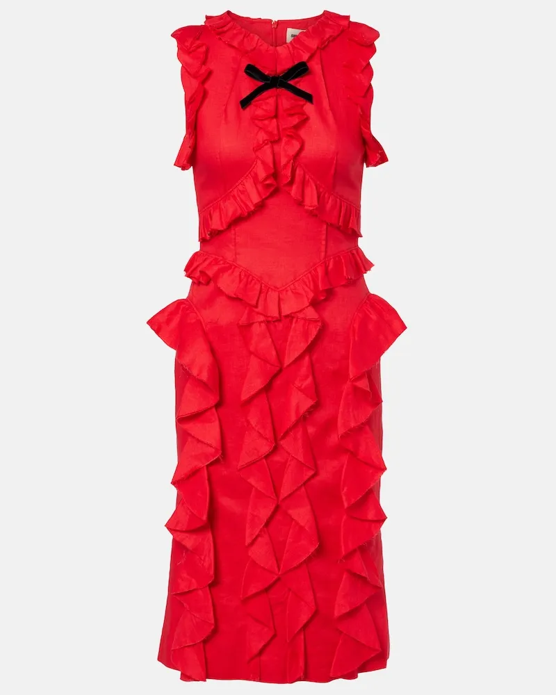 SHUSHU/TONG Midikleid aus Leinen Rot