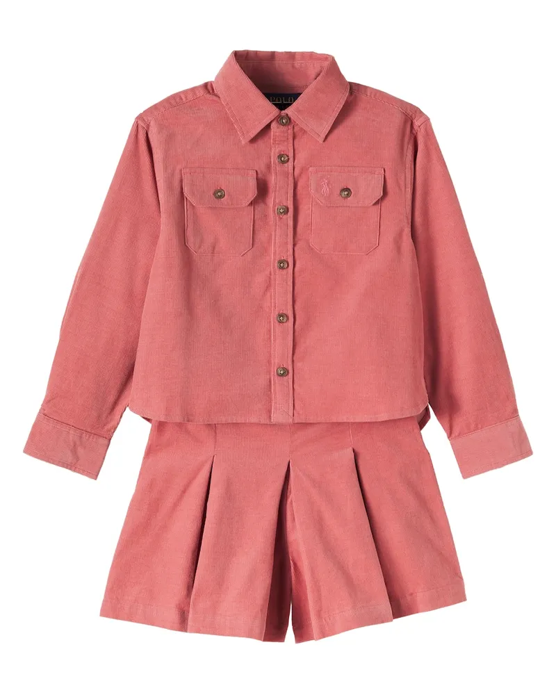 Ralph Lauren Set aus Hemd und Shorts aus Baumwoll-Cord Rosa