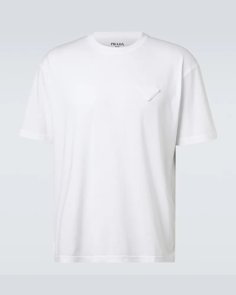 Prada T-Shirt aus Baumwoll-Jersey Weiß