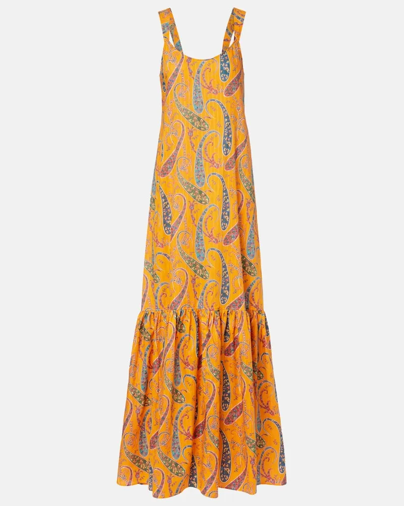 Etro Bedrucktes Maxikleid aus Cady Orange
