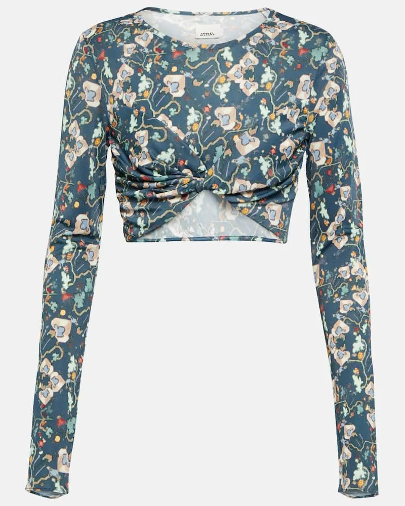 Isabel Marant Bedrucktes Cropped-Top Jinea aus Jersey Grün