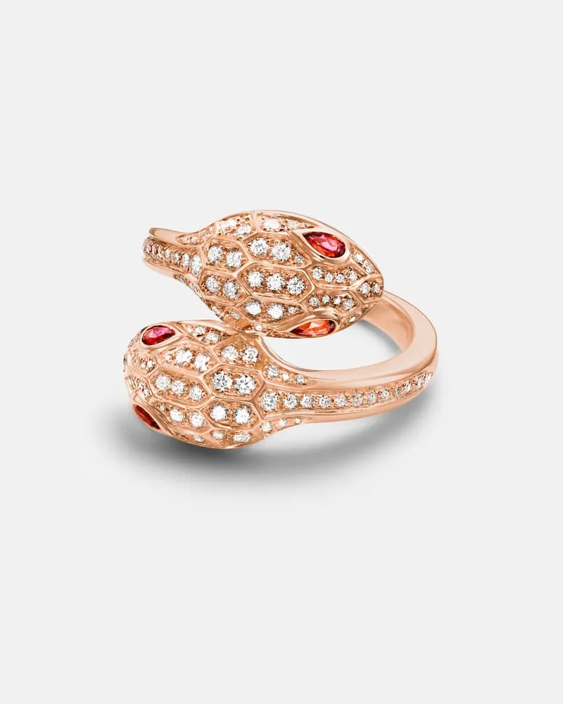 Bulgari Ring Serpenti Seduttori aus 18kt Roségold mit Diamanten und Rubellit Rosa