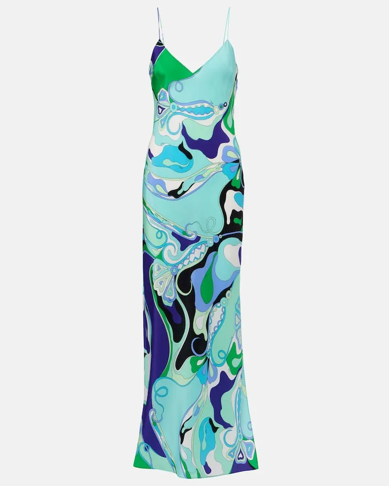 Emilio Pucci Slipdress Orchidee aus Seide Grün