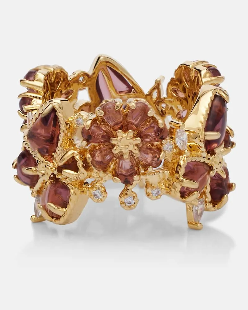Zimmermann Ring Bloom mit Kristallen, 12kt vergoldetet Gold