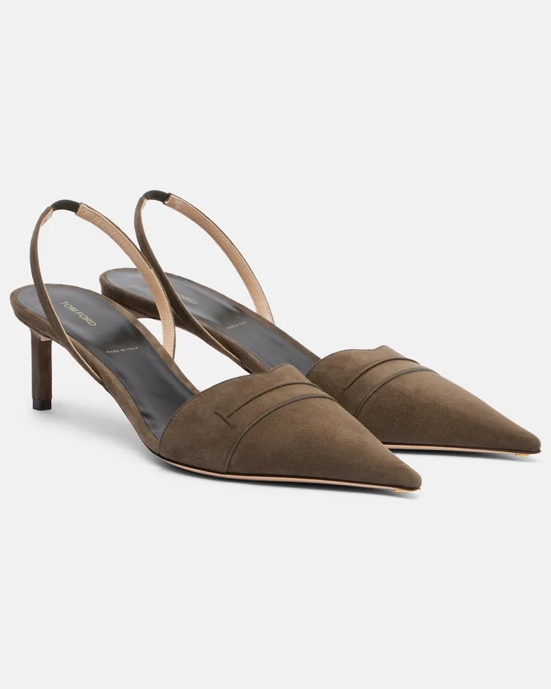 Tom Ford Slingback-Pumps Eva 55 aus Veloursleder Braun