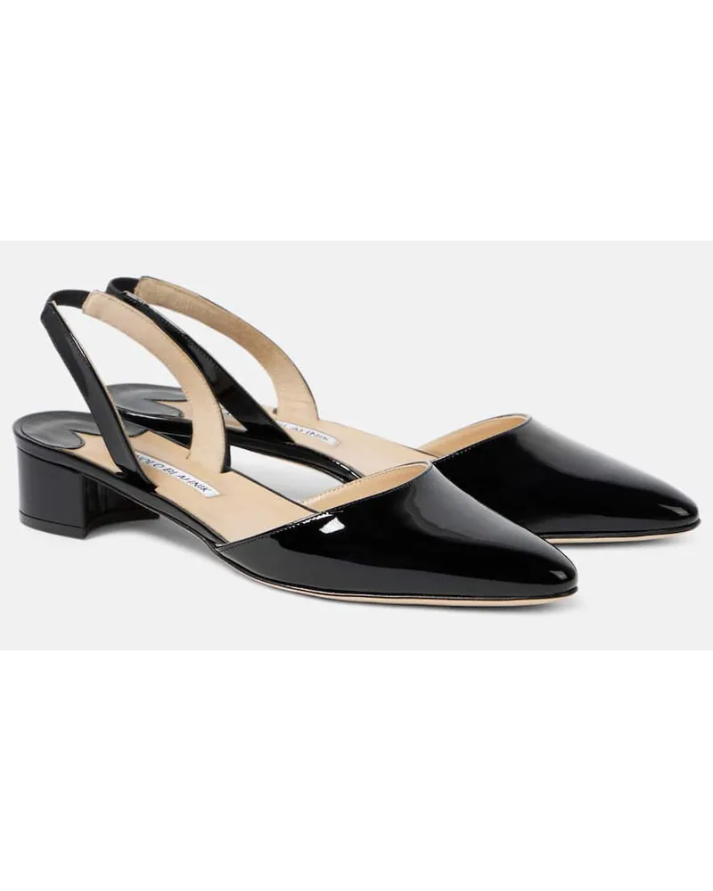 Manolo Blahnik Slingback-Pumps Aspro 30 aus Lackleder Schwarz