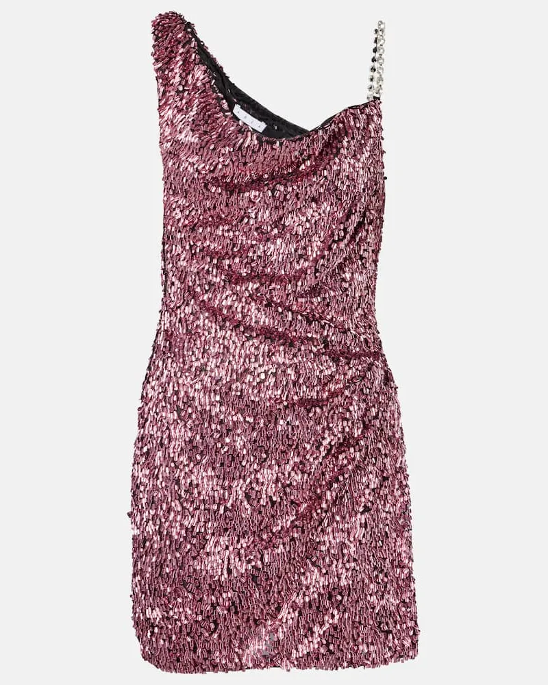 Area One-Shoulder-Minikleid mit Pailletten Pink